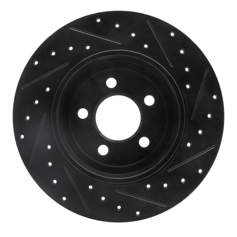 Chrysler 300 Brake Rotor (1) - Rear Left - R1 Concepts - Drilled & Slotted - Black - `05-`23